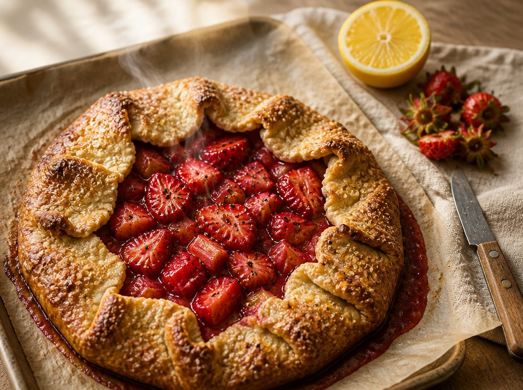 Strawberry-Rhubarb Galette with Black Pepper and Vanilla